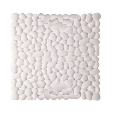 Bademåtte i hvid PVC - skridsikkert underlag til badet